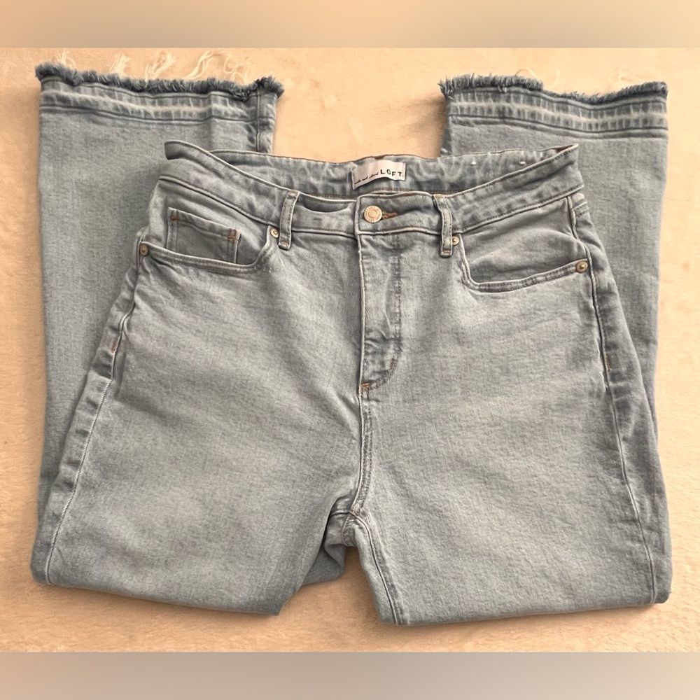 LOFT Light Blue The Kick Crop Denim Jeans, Size 30/10 - Picture 2 of 12